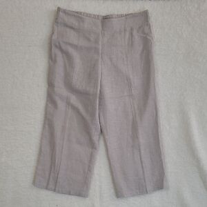 Blue Sol Khaki Linen Blend Wide-leg Cropped Pants size Large